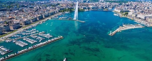 Geneva gåtur Old Town Lake and Fountain