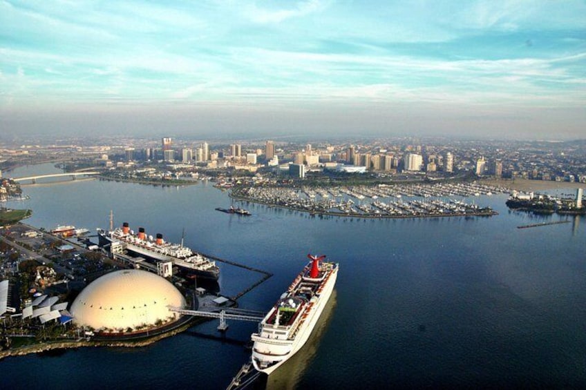 Spectacular views of the Queen Mary and Long Beach