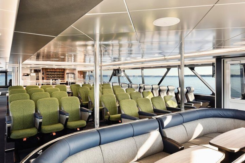 The Main Deck aboard Spirit of the Wild offers two seating types.