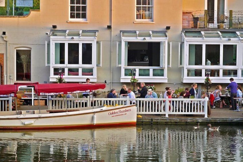 Disembarking at The Folly restaurant