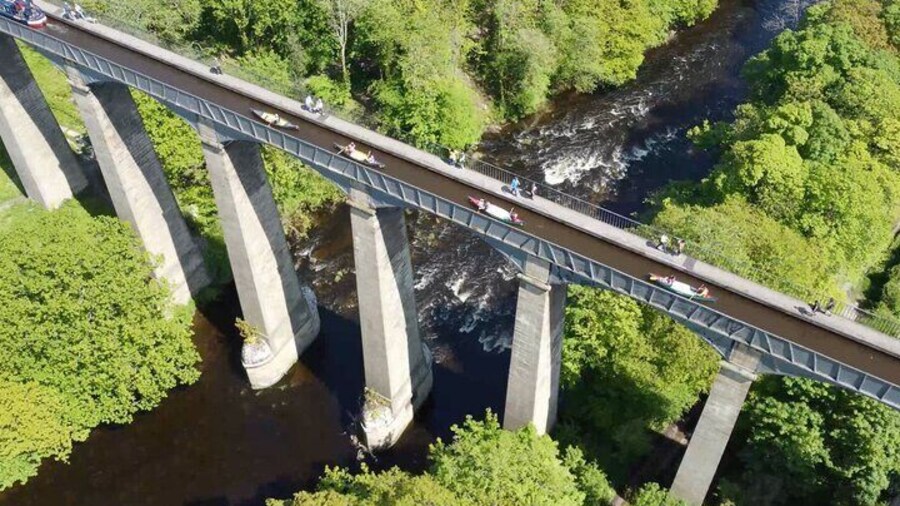 Guided canoe adventure across the Pontcysyllte Aqueduct - a must do experience in North Wales with Bearded Men Adventures.