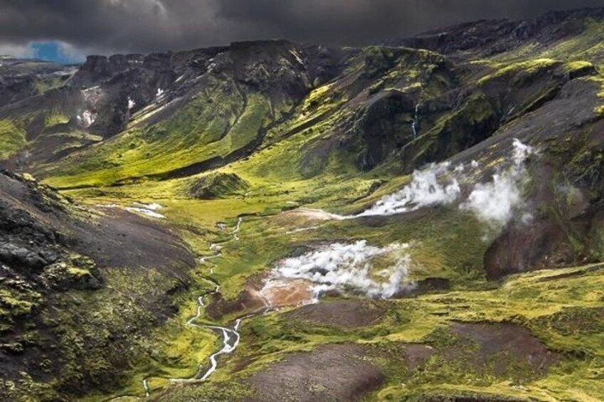 See Geothermal hot springs and witness the steam rising from the earth on your helicopter tour