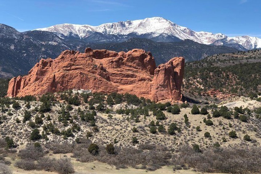 Pikes Peak behind the Kissing Camels