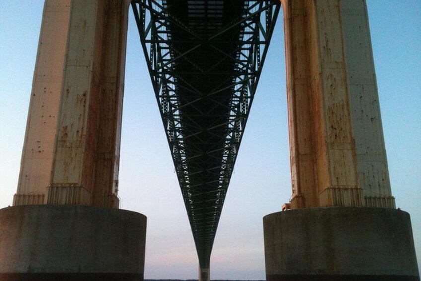 Under the majestic Mackinac Bridge