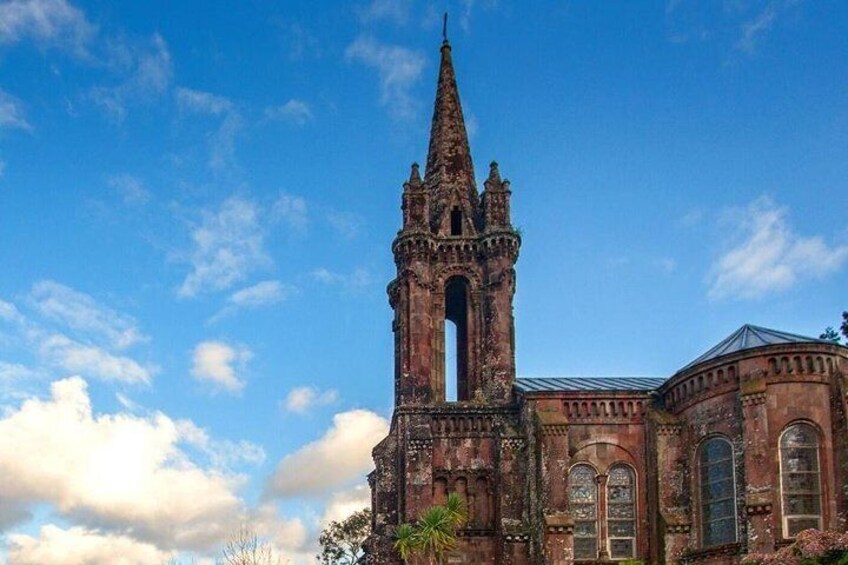 A neogothic church on the shores of Lagoa das Furnas