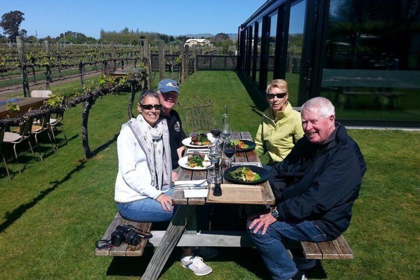 Single course lunch with a glass of wine