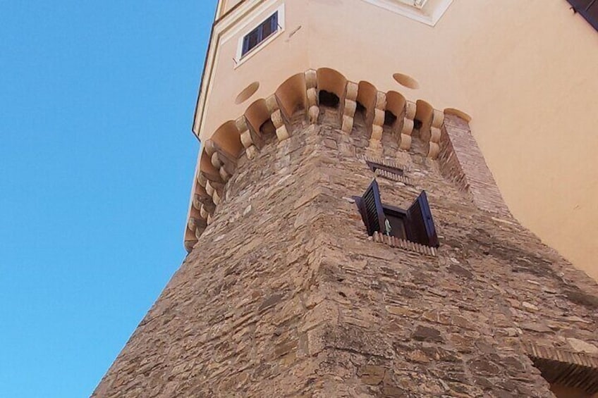 The medieval angular tower in the old town 