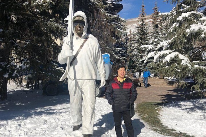 Statue in Vail of the tenth division ski soldier in Vail