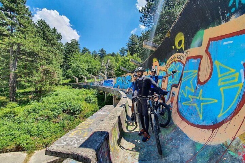 Ride down abandoned bob sleigh and luge track from Olympic games