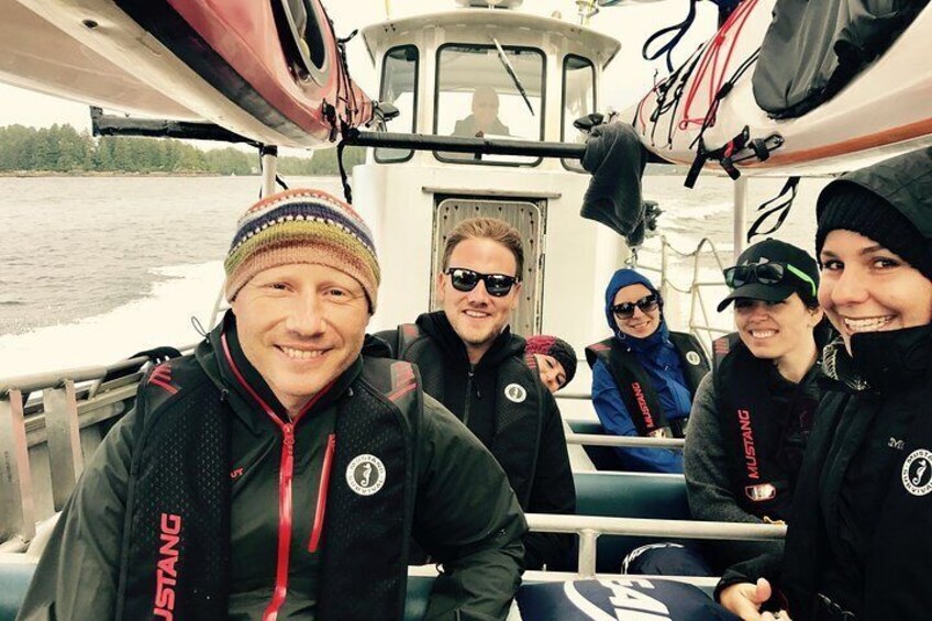 The trip starts and ends with a half hour boat ride with your guide, your kayak, and all the equipment