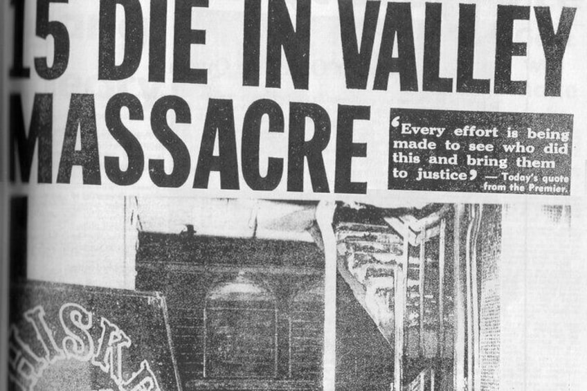 CRIME SCENE: Headline from the Brisbane Telegraph newspaper published the day of the firebombing of the Whiskey Au Go Go Nightclub - Brisbane's worst act of mass murder.