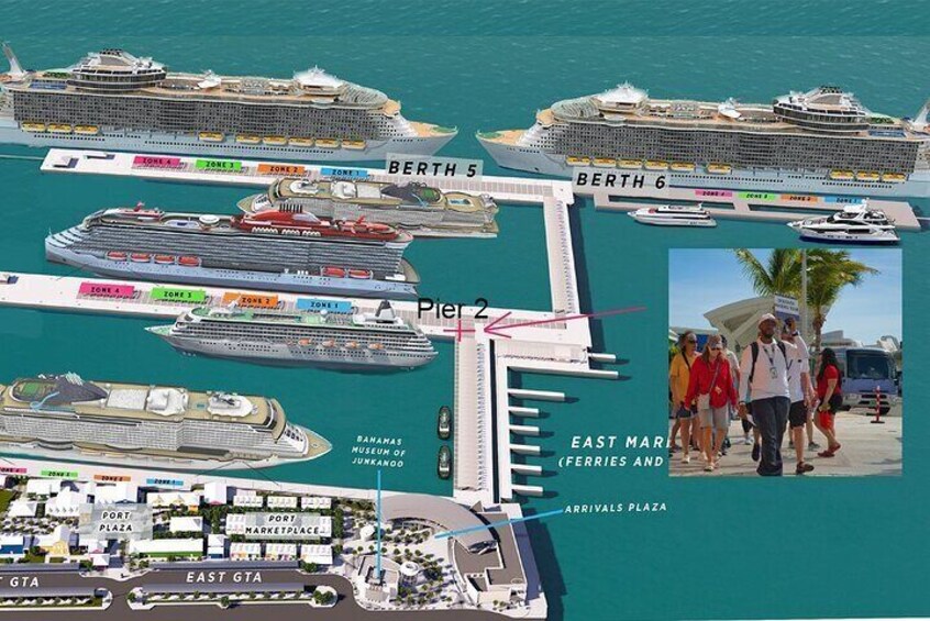 MEETING PLACE, PIER 2, ON CRUISE SHIP DOCK

