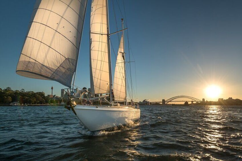 Sunset Champagne Cruise in Sydney Harbour on Classic Yacht