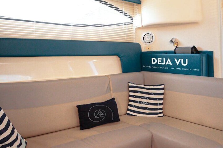 Interior seating in our yacht