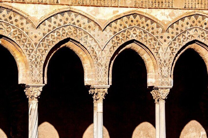 arches and marble columns, Cloister of the Benedictines