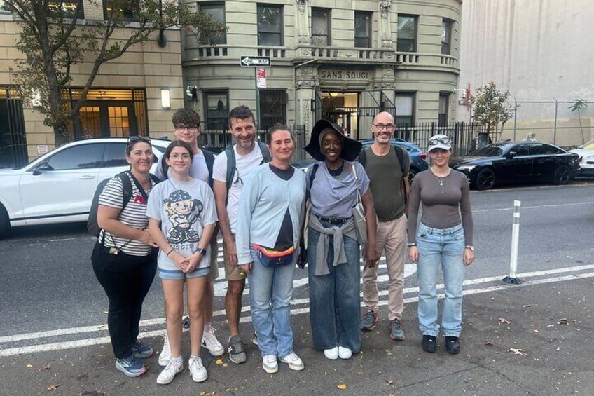 Our tour guide Sylvie with visitors in Harlem 