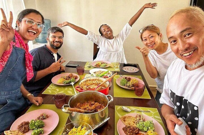 Having a blast! Sharing a Kenyan Traditional Local Meal which we just made!