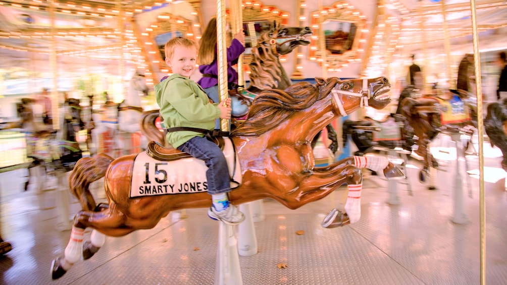 Close view of the Parx Liberty Carousel at Franklin Square in Philadelphia