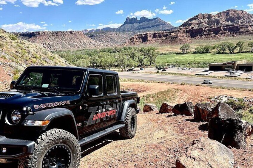 Ride by Jeep up the private access road