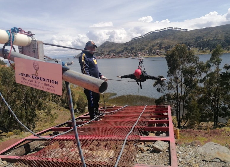 From La Paz: Lake Titicaca Tour and Zip Line Experience