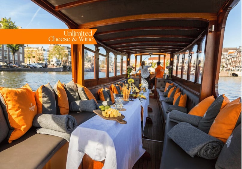 Amsterdam: Canal Cruise with Unlimited Cheese & Wine Option