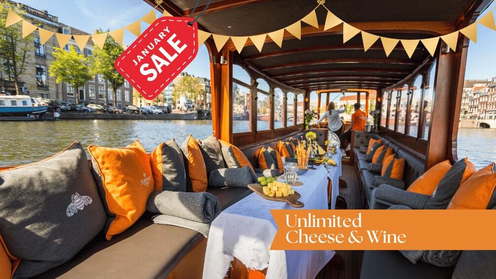 Amsterdam: Canal Cruise with Unlimited Cheese & Wine Option