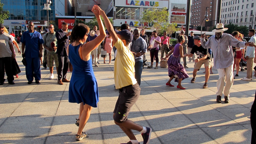 Swing dancers on the street in Harlem