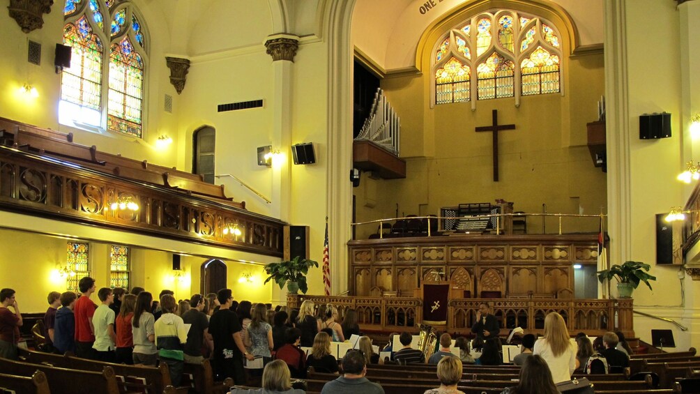 Inside a church during service in Harlem