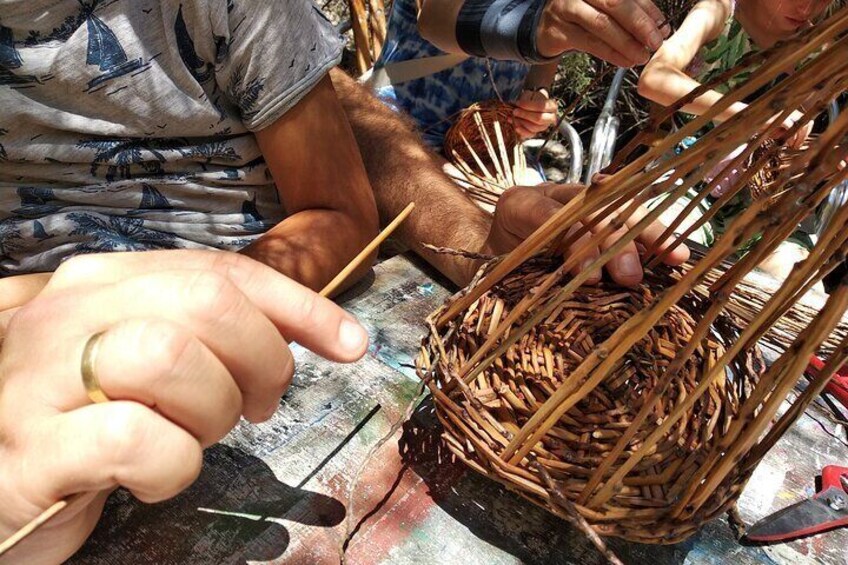 Basket weaving from palm brooms in La Gomera