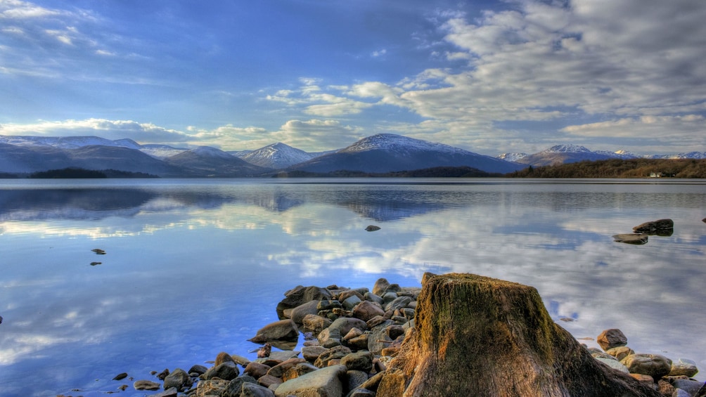 View from shore of Loch Lomond in Scotland