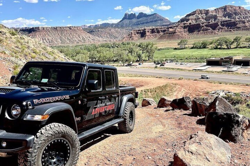 Jeep tour access on private road to Zion Lave Ridge Mesa
