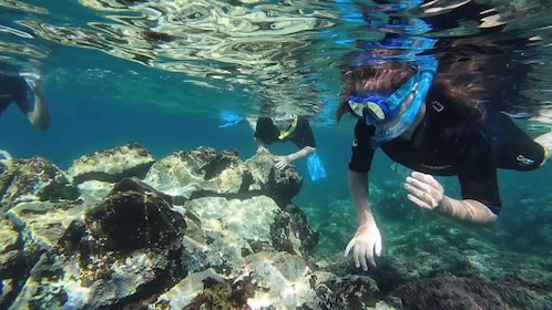 Snorkling i en vulkansk bugt