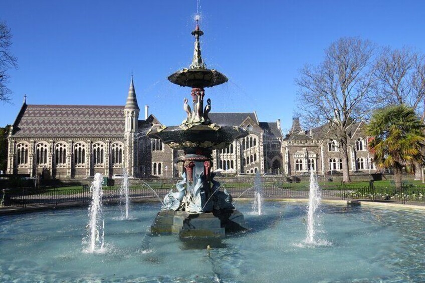 Stewart fountain with the Arts centre in the background 