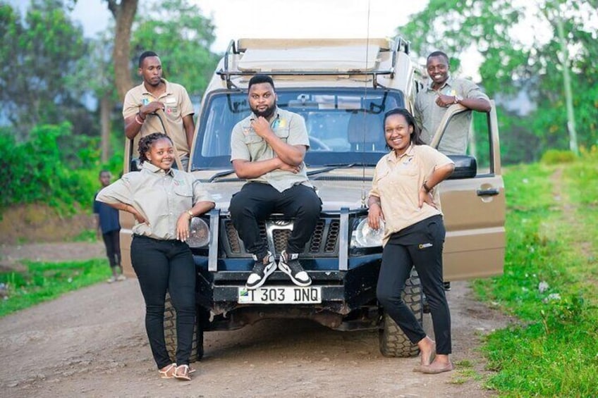 Beach & Safari Holidays crew on a jeep