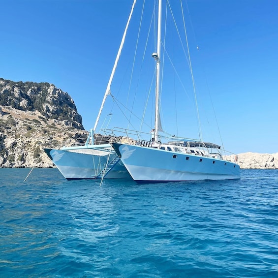 Picture 1 for Activity Rhodes: Catamaran Cruise with Snacks, Wine & Sunset Viewing