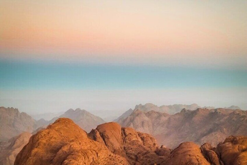 Mount Sinai and St Catherines Monastery from Sharm El Sheikh