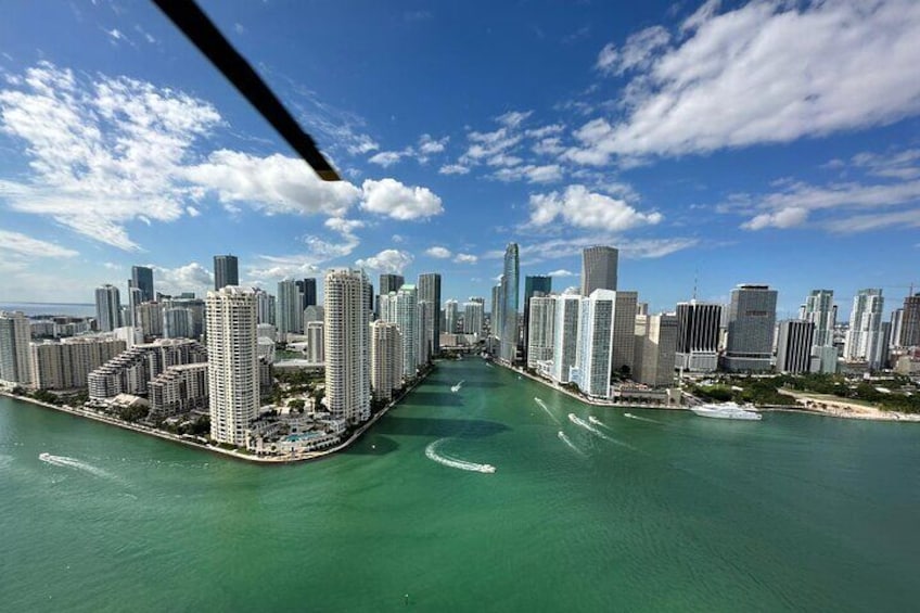 Helicopter tour over miami downtown