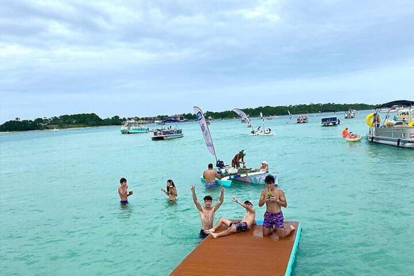 CRAB ISLAND WITH FLOATING DOCKS AND CHAIRS