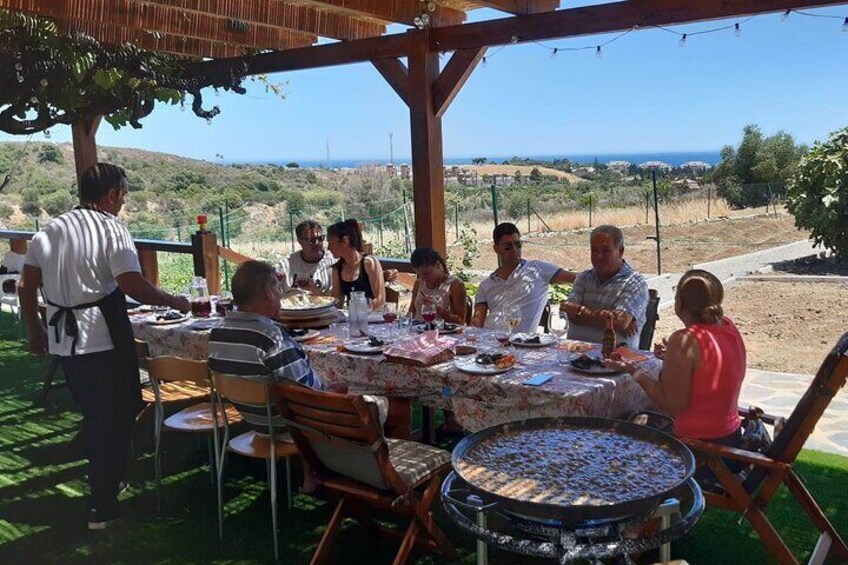 Andalusian grandmother's paella with beautiful views of the Mediterranean Sea