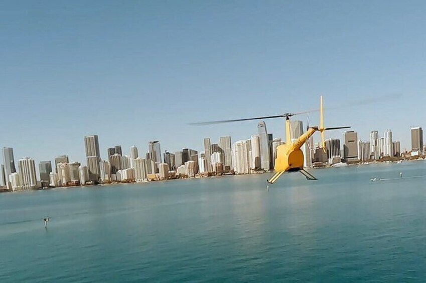Helicopter tour over downtown miami 