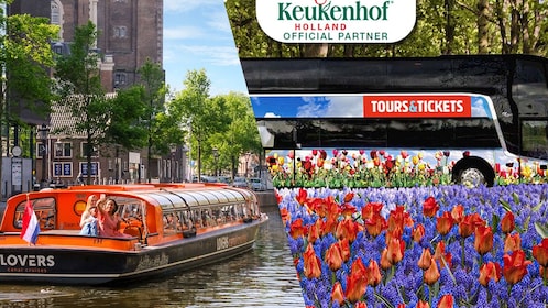Combo: Keukenhof skip-the-line sisäänpääsy ja Amsterdamin kanavaristeily