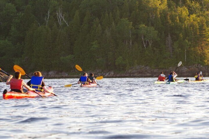 Golden hour paddling on a sunset kayak tour