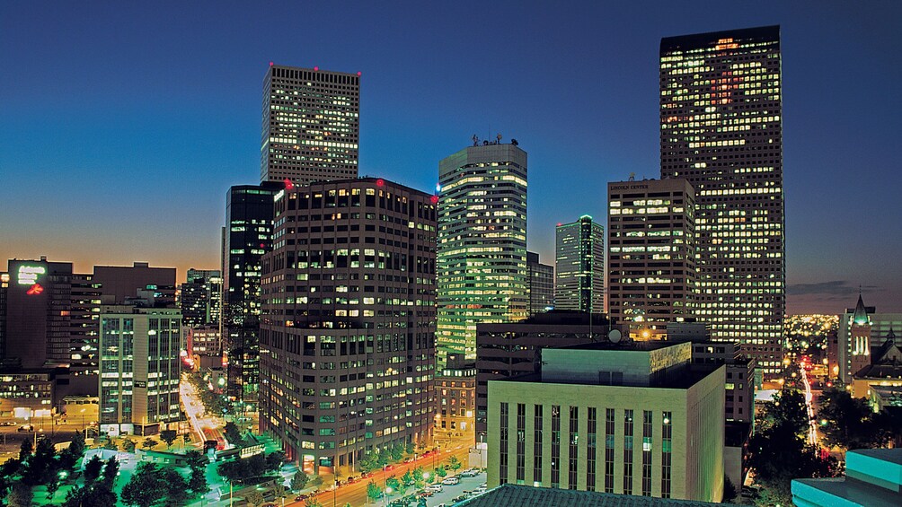 View of Houston skyline at night