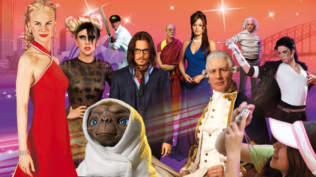 View of Madame Tussauds wax museum displays 