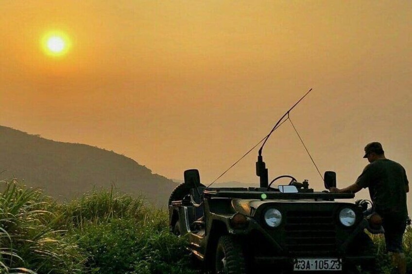 Jeep Tour Danang to Hai Van Pass Lunch Lang Co Beach & Waterfall
