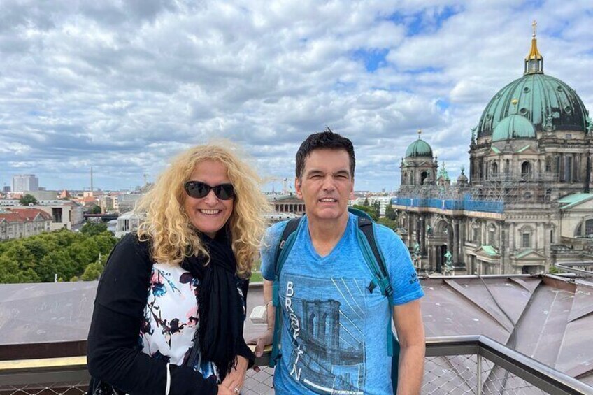 View of the Berlin Cathedral from the roof terrace of the Humboldt Forum