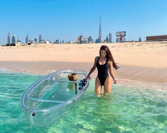 Dubai: Clear Kayaking Experience with Burj Khalifa View