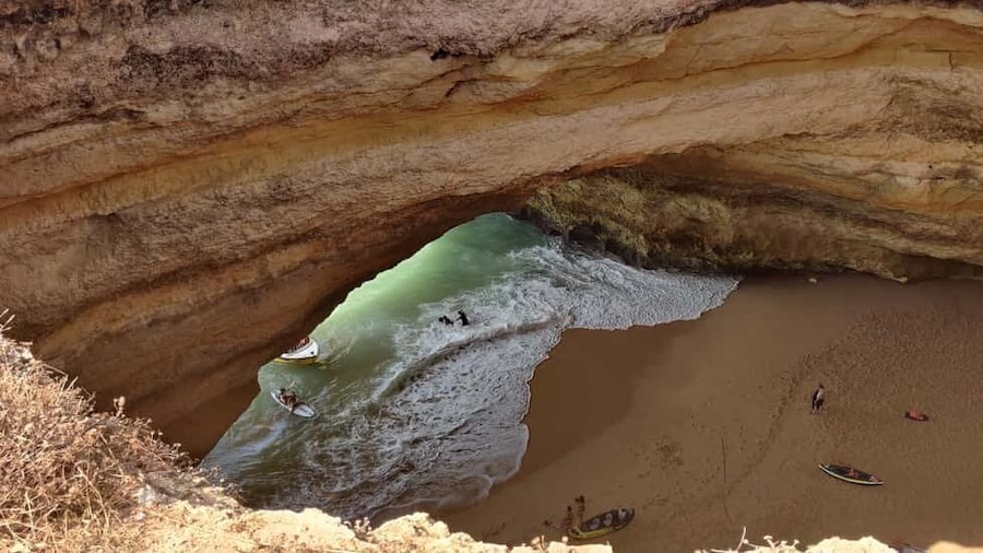 Quarteira: Benagil Cave Guided Catamaran Day Cruise & Drink