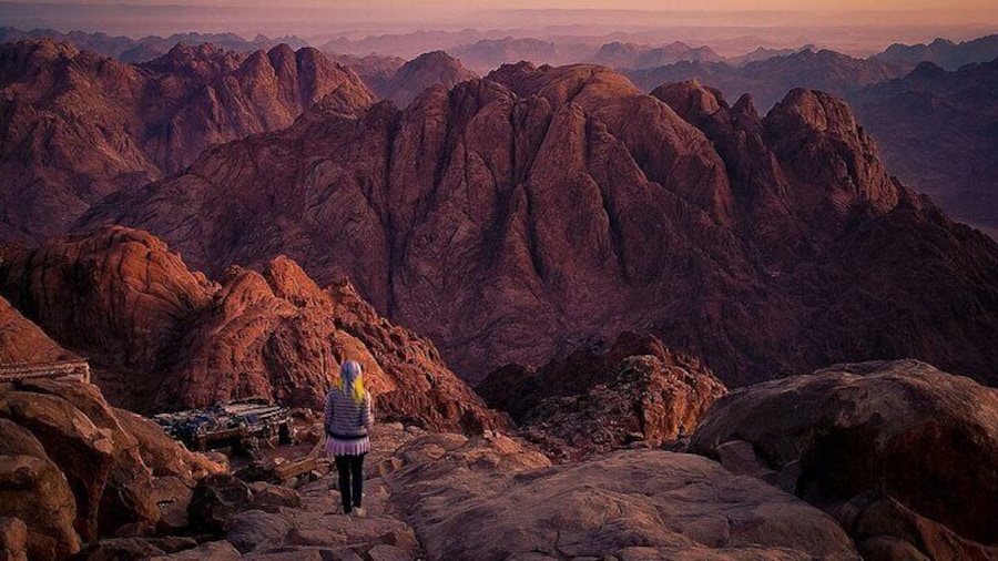 St Catherine's Monastery and the Summit of Mount Sinai from Sharm