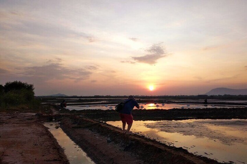 Sunset at salt fields
